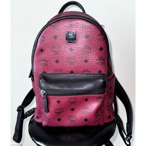 Limited Edition MCM Burgundy Stark Visetos Small Backpack With Dust Bag